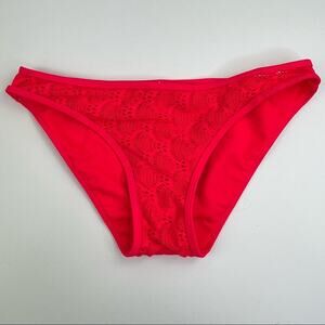 Coral Tropics Crochet Bikini Bottoms Womens Size L Neon Pink